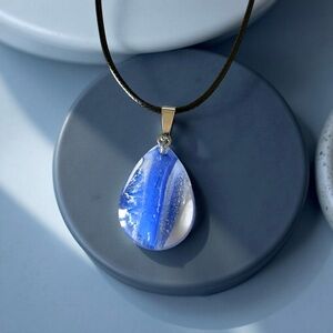 ⭐️ 5 for $25 Glass Crystal Water Droplet Pendant Necklace on Black Cord